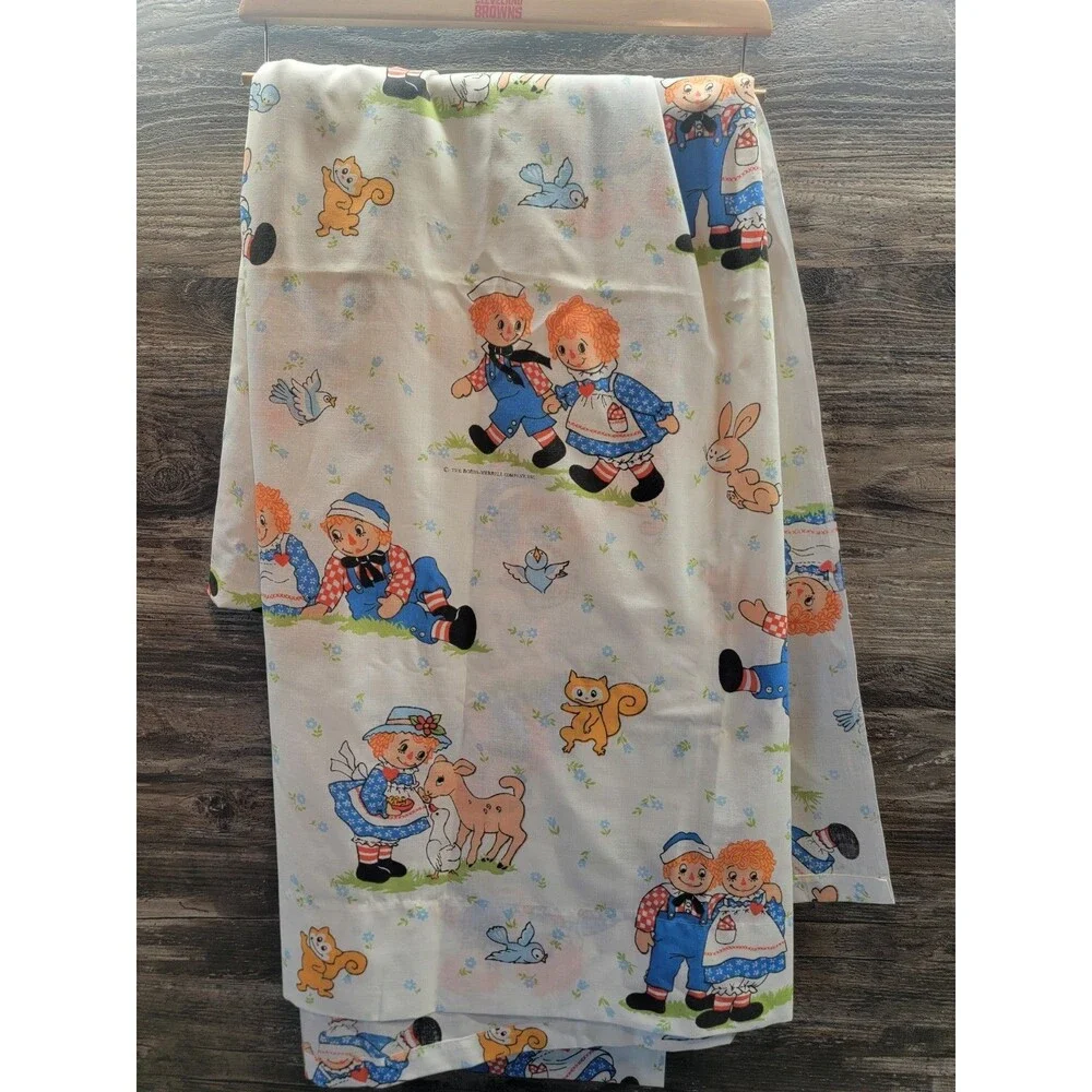 Vintage Raggedy Ann And Andy Flat Sheet Twin. Reto Clean